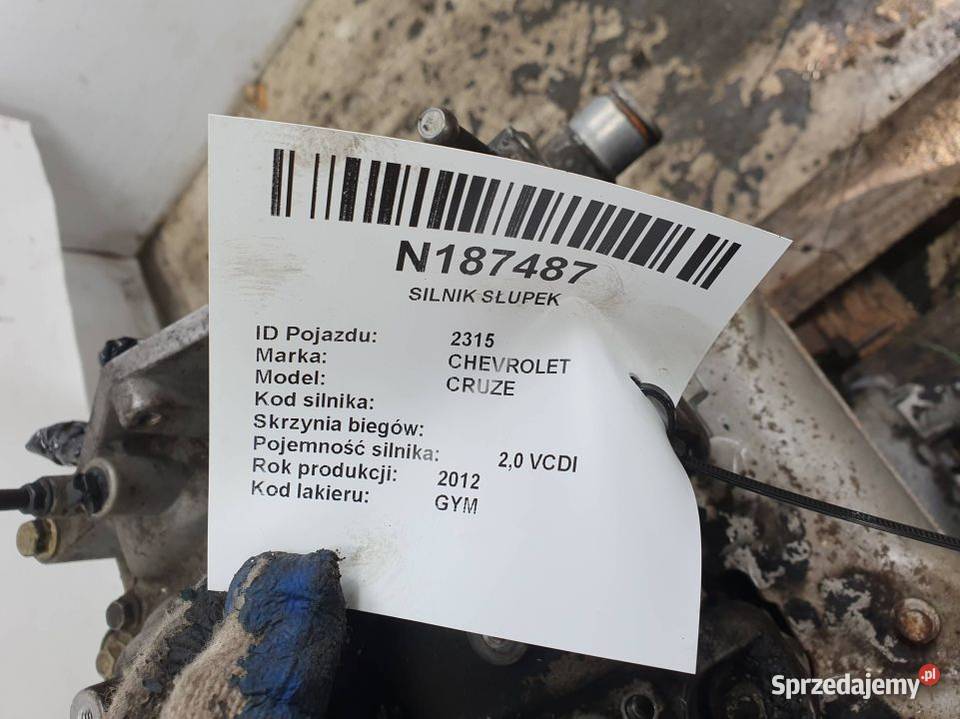 SILNIK SŁUPEK CHEVROLET CRUZE 20 VCDI 163 Z20D1 osobowe Lipno sprzedam