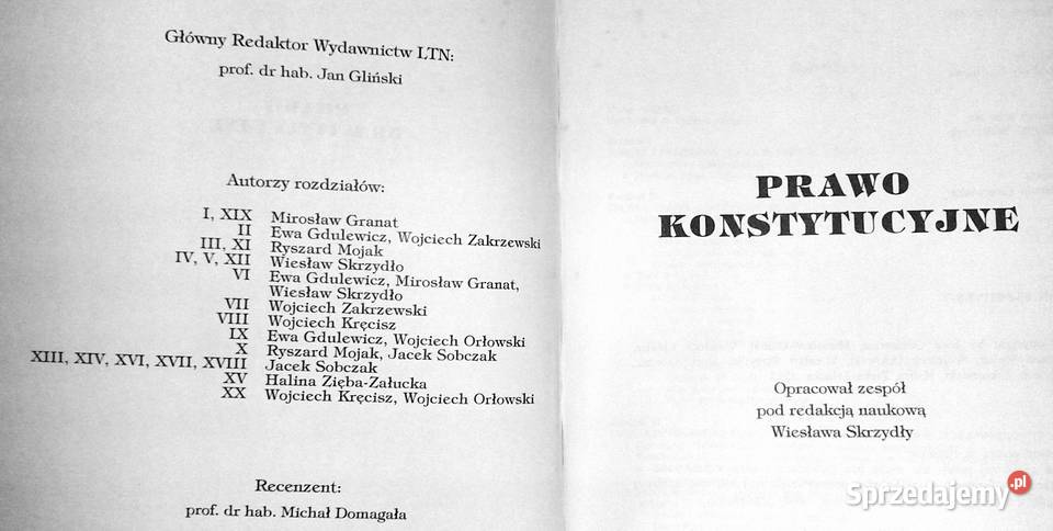 Prawo konstytucyjne Wiesław Skrzydło Pozostałe Chełm