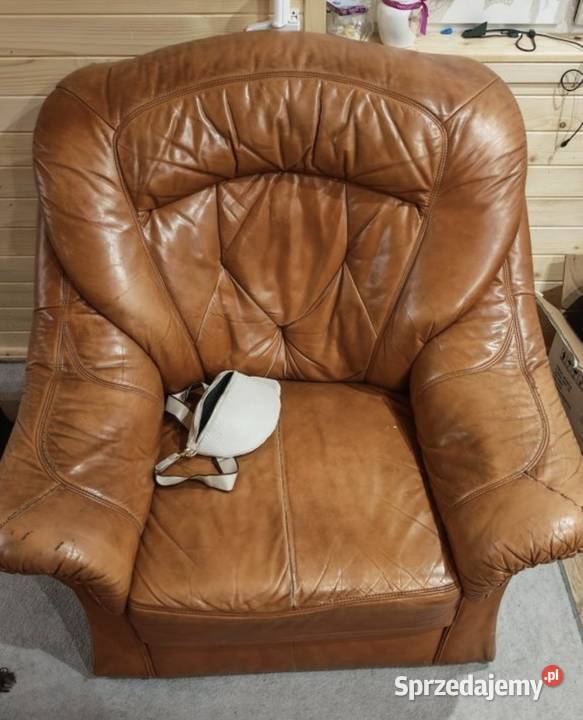 Wypoczynek skórzany z funkcją spania