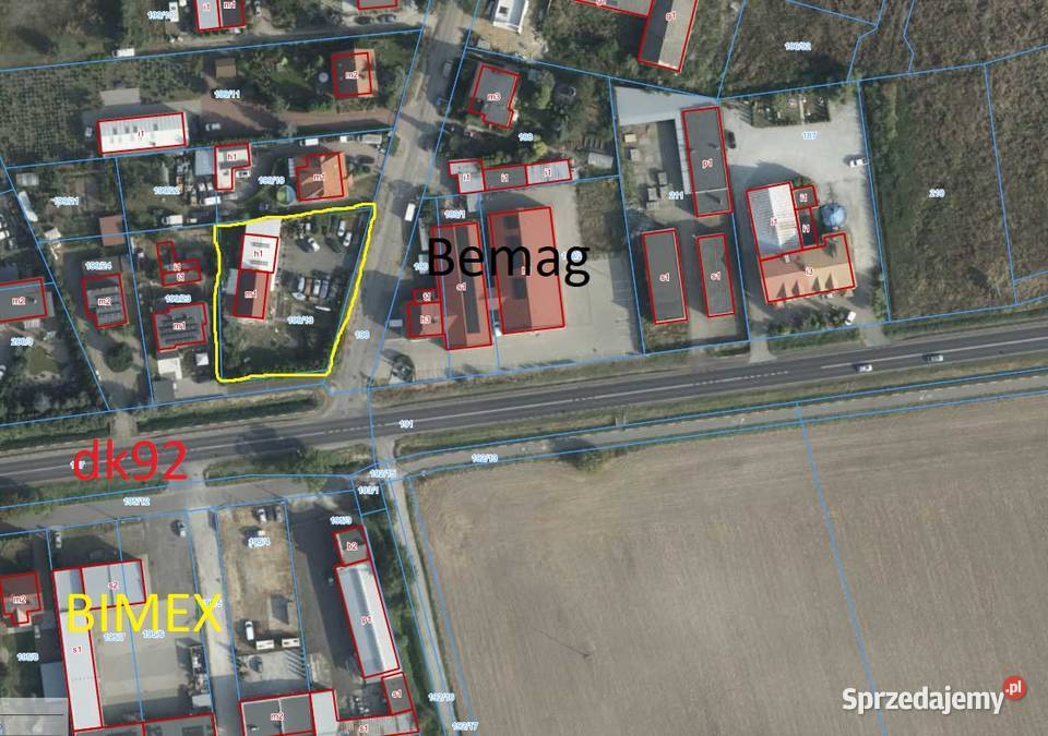 warsztat z domem 80m z placem trasie DK92 hala Września