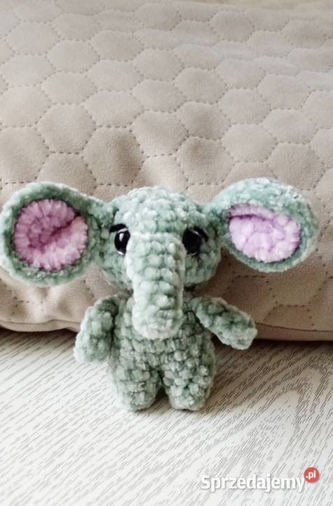 Słonik wykonany na szydełku Rękodzieło Łask sprzedam