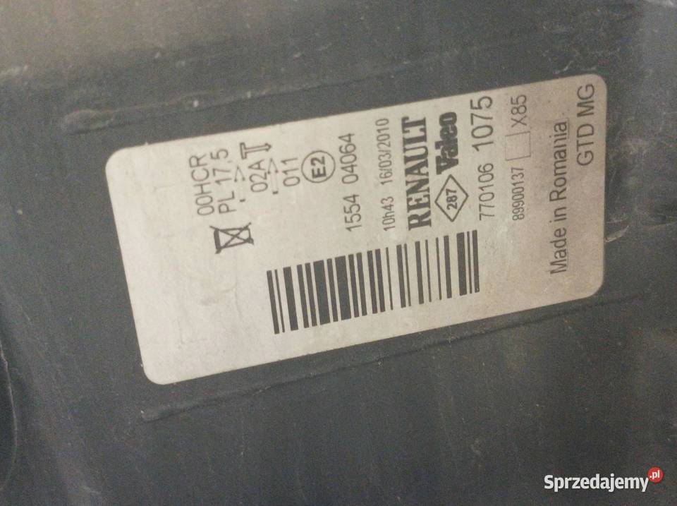 LAMPA PRZÓD LEWA 7701061075 Renault Clio III