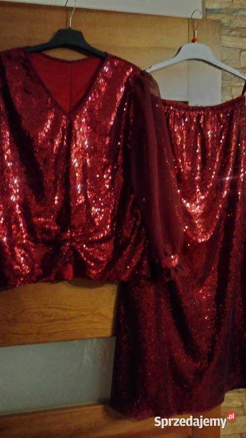 Bordowa Sukienka cekinowa podkarpackie Kolbuszowa sprzedam