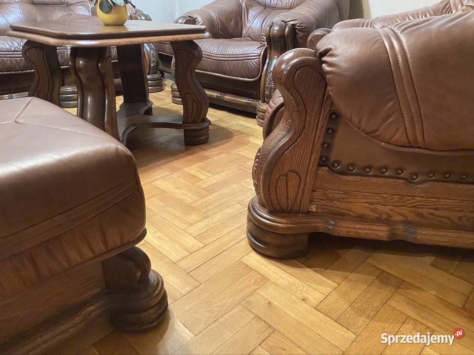 Zestaw Kler drewno skóra Dębowo skórzany Komplet Opole