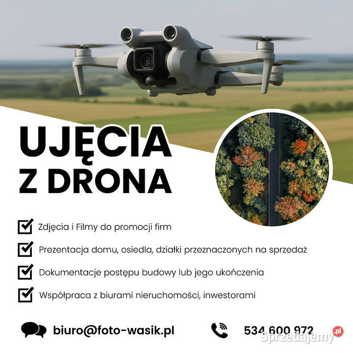 Usługi DRONEM ZDJĘCIA Z DRONA Działek Lokali Bochnia sprzedam