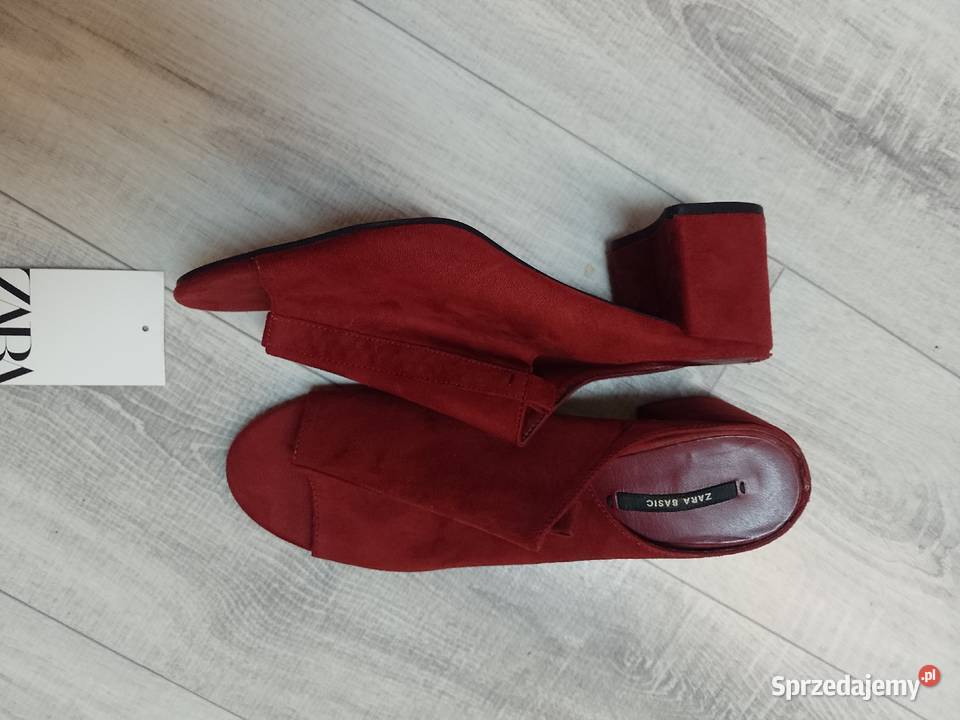 40 ZARA Czerwone bordowe klapki chodaki letnie z Kraków
