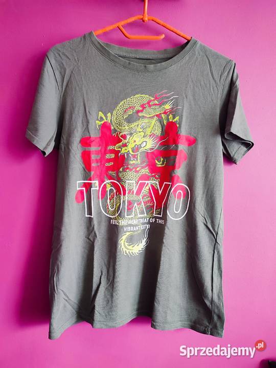 Kolorowa Koszulka Bluzka TShirt Khaki Tokyo Smok podlaskie