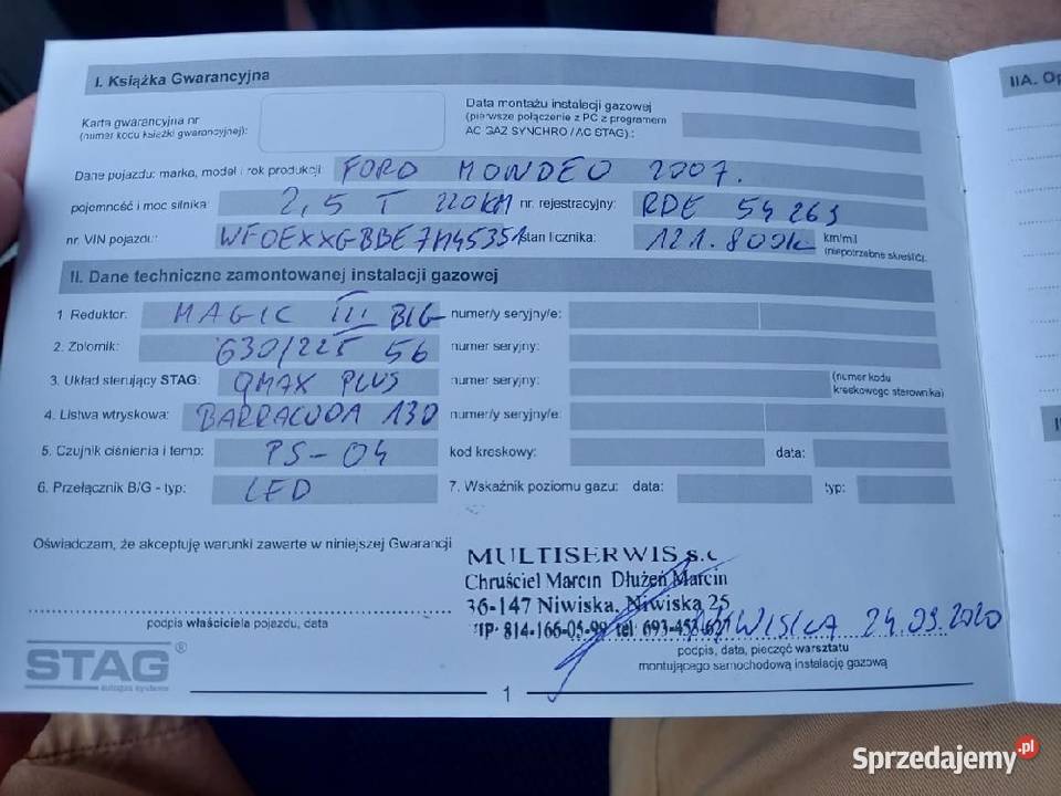 Ford Mondeo MK4 25T 220 Super wyposażenie isofix Pustków