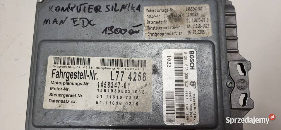 MAN sterownik silnika 0281020009 0281010347 ciężarowe sprzedam