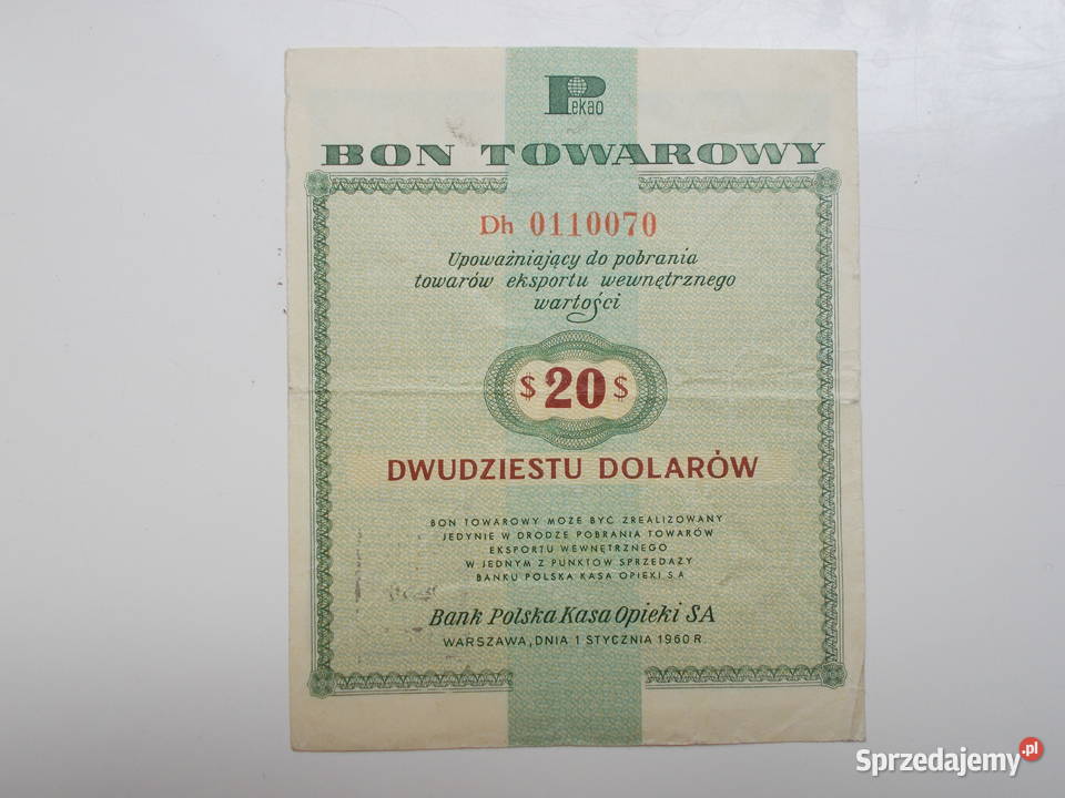 20 dolarów z 1960 roku Pozostałe świętokrzyskie Skarżysko-Kamienna