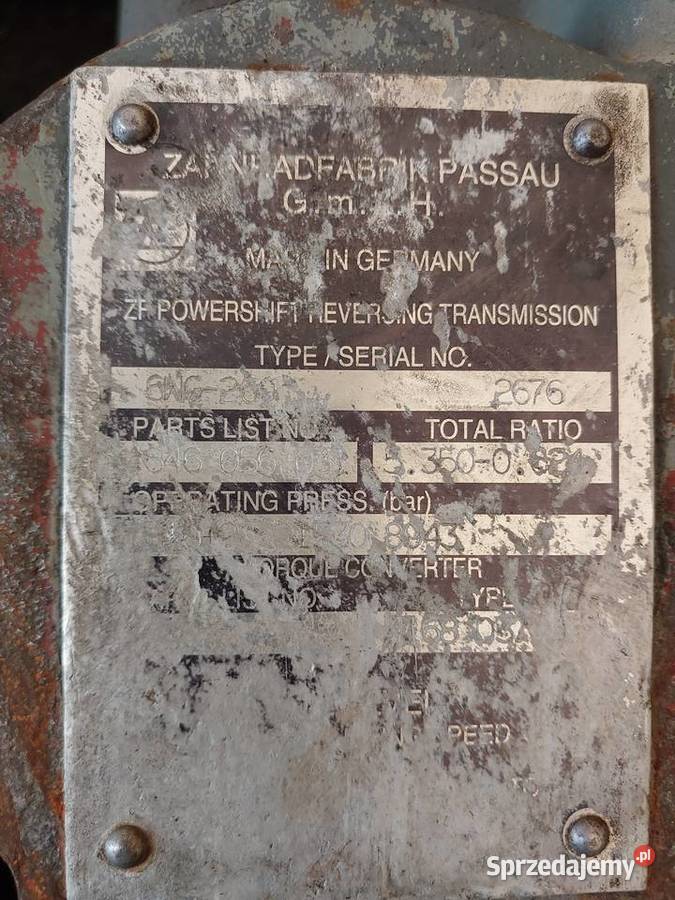 SKRZYNIA BIEGÓW 6WG260 WOZIDŁO TEREX TA30 25 02R Pleszew sprzedam