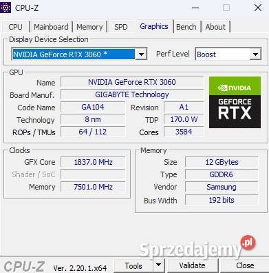 Gigabyte GeForce RTX 3060 VISION OC LHR 12GB Lublin