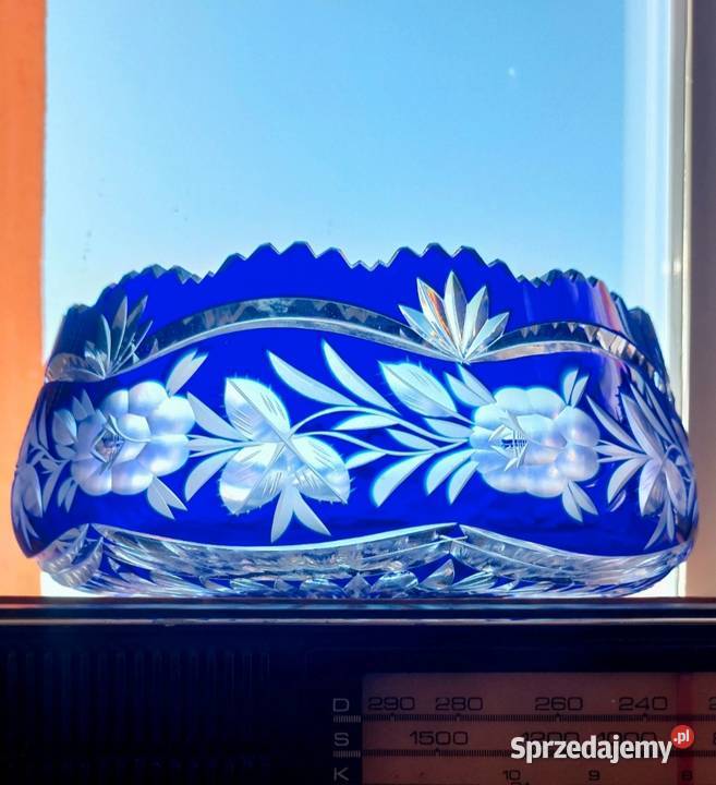 Piękna duża misa kryształowa PRL Wrocław