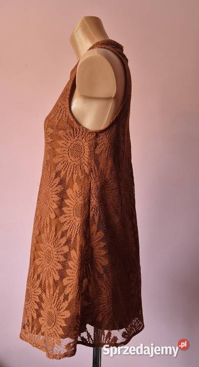 Sukienka z koronką rozmiar S ruda Brzesko