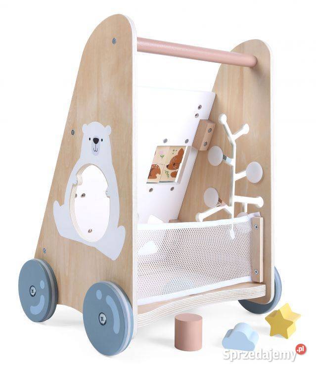 Drewniany chodzik pchacz wózek edukacyjny