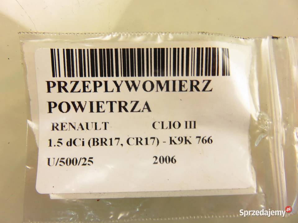 PRZEPŁYWOMIERZ RENAULT CLIO III 15 dCi 5WK97007 Przepływomierze