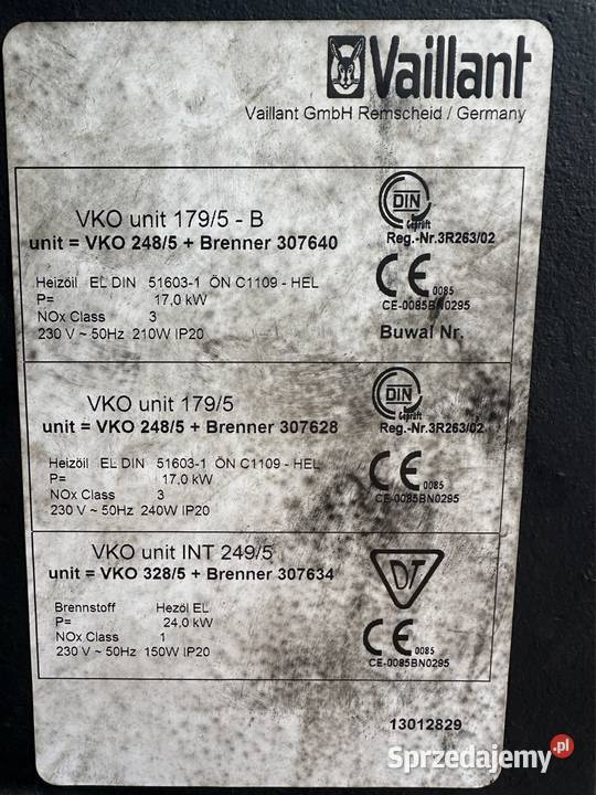 Vaillant piec centralnego ogrzewania na ON Pozostałe Jawiszowice