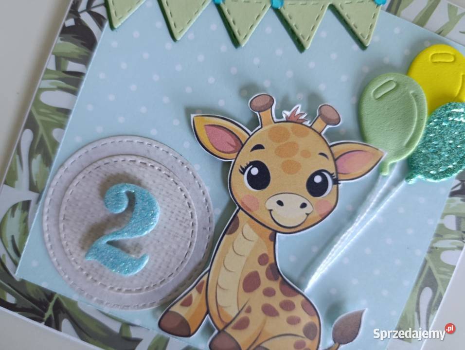 Kartka ręcznie robiona urodzinowa z żyrafką Łódź