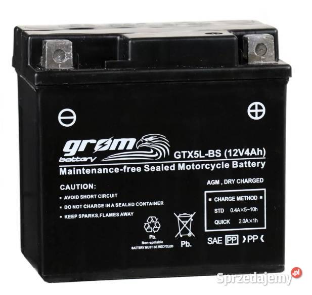 Akumulator motocyklowy GROM GTX5LBS 12V 4Ah 80A Bydgoszcz