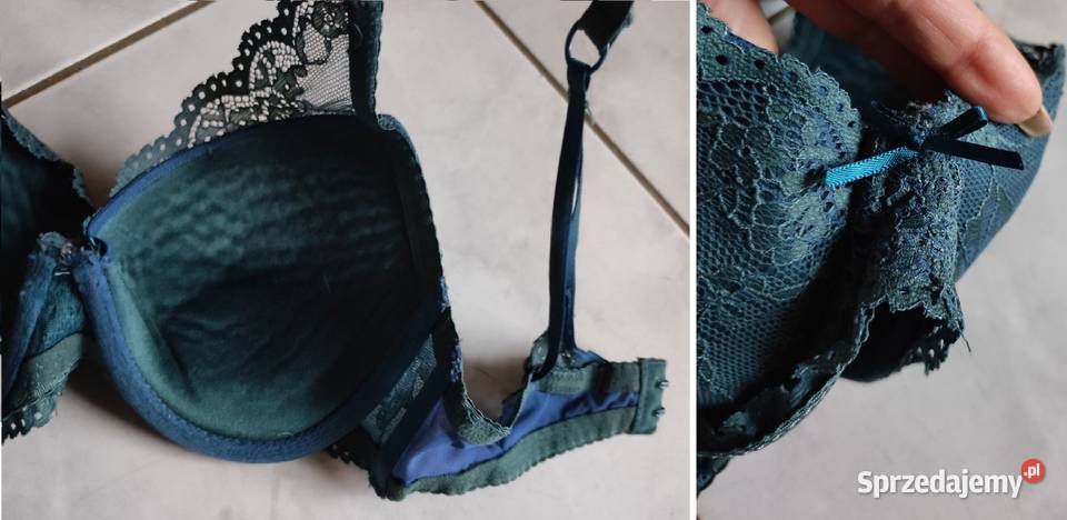 braletka bralette push up koronkowy zielony Miseczka B Kielce