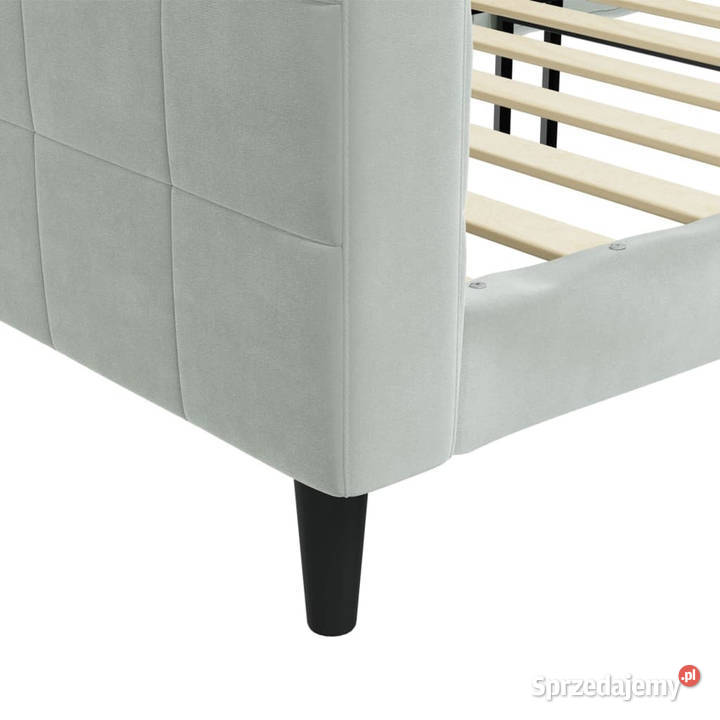 Sofa z funkcją spania jasnoszara obita aksamitem Łóżka i materace Warszawa