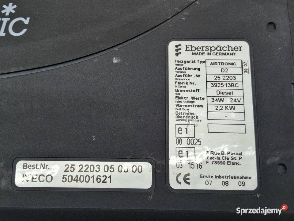 IVECO OGRZEWANIE WEBASTO EBERSPACHER AIRTRONIC Bieleń