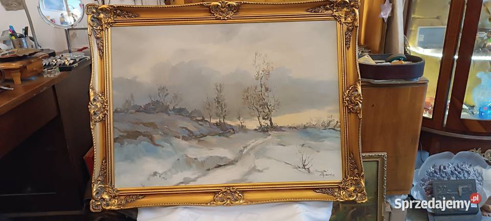 Wieczór zimowy 1982 Józef Olejarka olej na Kraków sprzedam