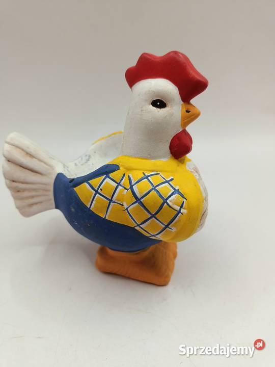 Figurka ceramika kogut w ubraniu pojemnik Zamość