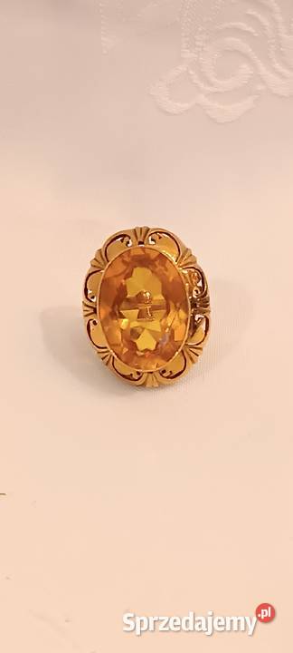 Złoty Pierścionek z Żółtym Szafirem Syntetycznym małopolskie