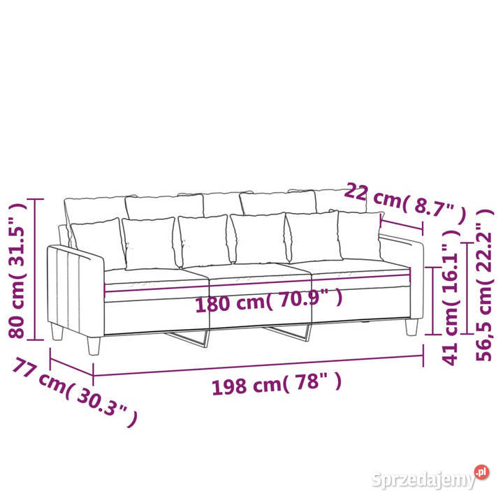 Sofa 3osobowa jasnożółta 180 tapicerowana Warszawa