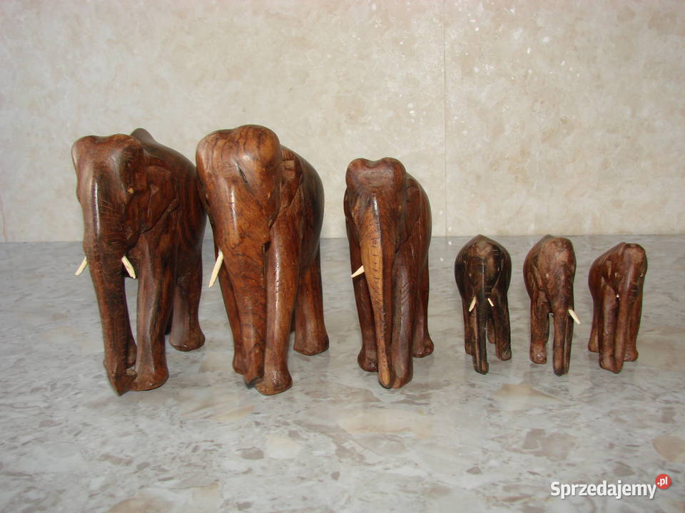 stado słoni indyjskie drewniane figury Pozostałe Pruszcz Gdański