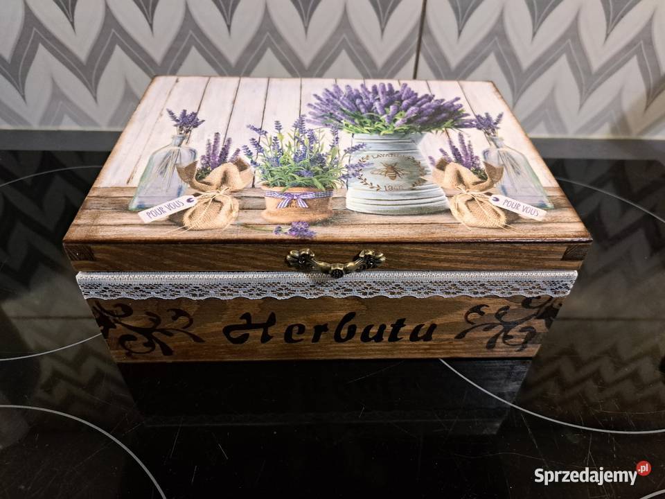 Herbaciarka lawenda z koronką handmade Wyposażenie wnętrz Kędzierzyn-Koźle