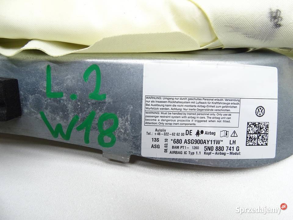KURTYNA POWIETRZNA AIRBAG LEWA 5N0880741G VW