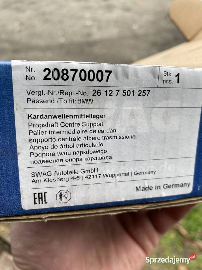 PODPORA WAŁU NAPĘDOWEGO Z ŁOŻYSKIEM 20 87 0007 łódzkie Wieluń