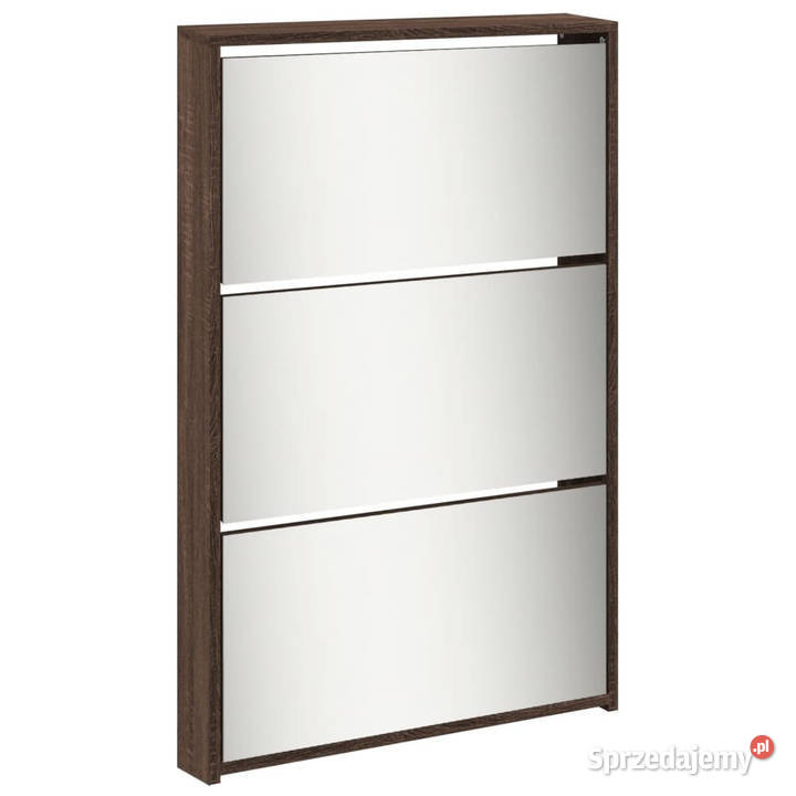 Szafka na buty z lustrem brązowy dąb 63x17x1695
