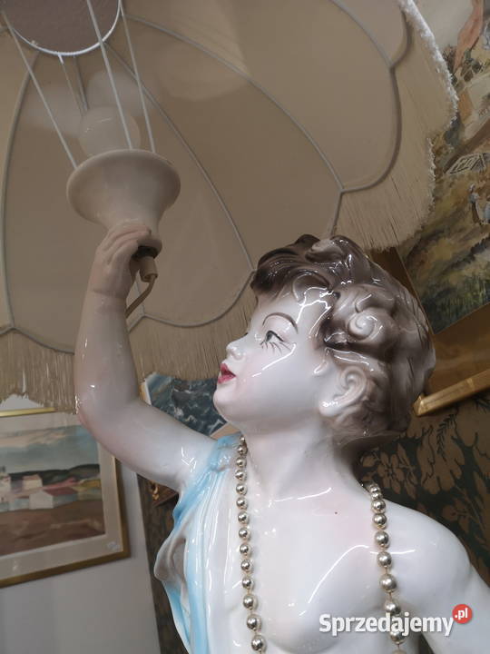 Porcelanowa wielka lampa figuralna dolnośląskie Wałbrzych