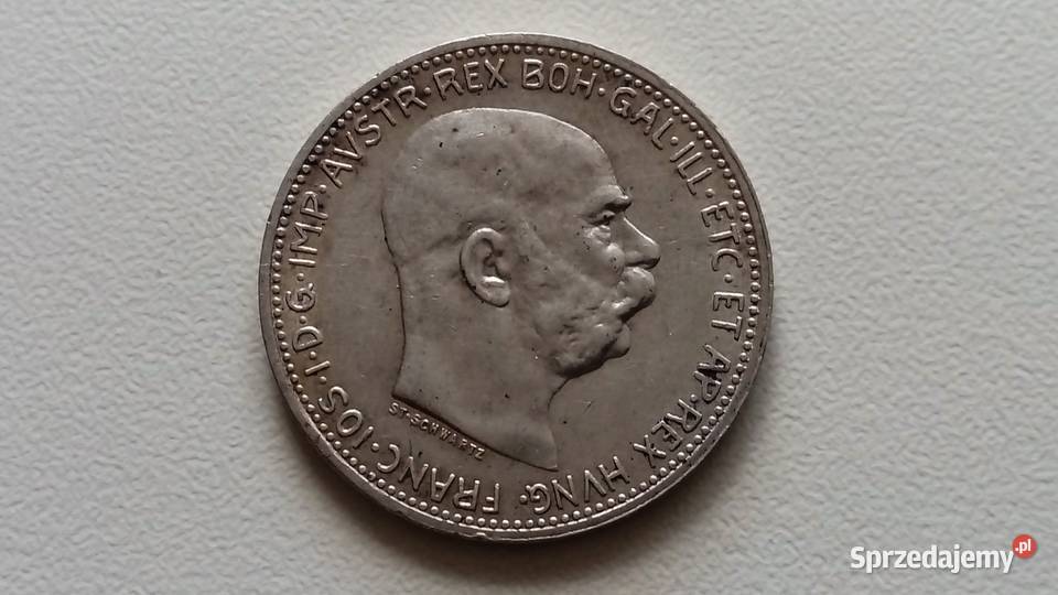 Moneta 1 korona 1915 r Franciszek Józef I Srebro Mosina