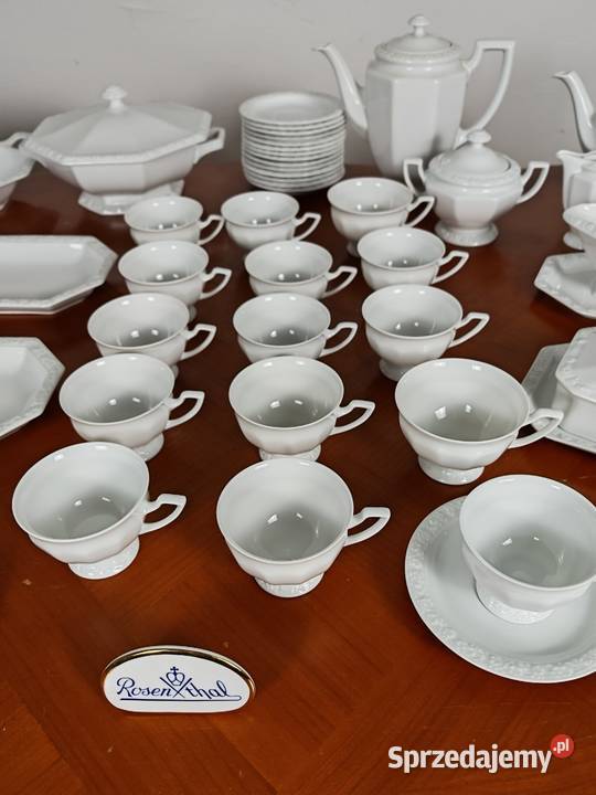 Porcelana Rosenthal biała Maria obiad kawa na 12