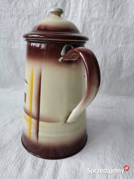 Stary duży metalowy dzbanek emalia Siemianowice Śląskie