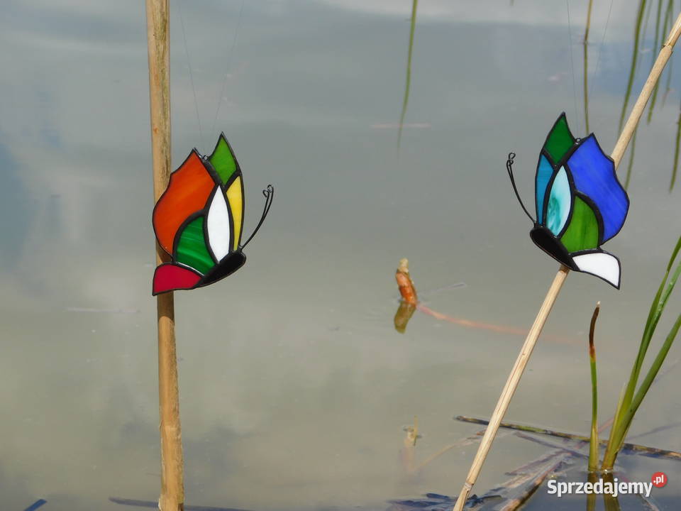 Rękodzieło witraże motylki witrażowe zestaw wielkopolskie Bugaj