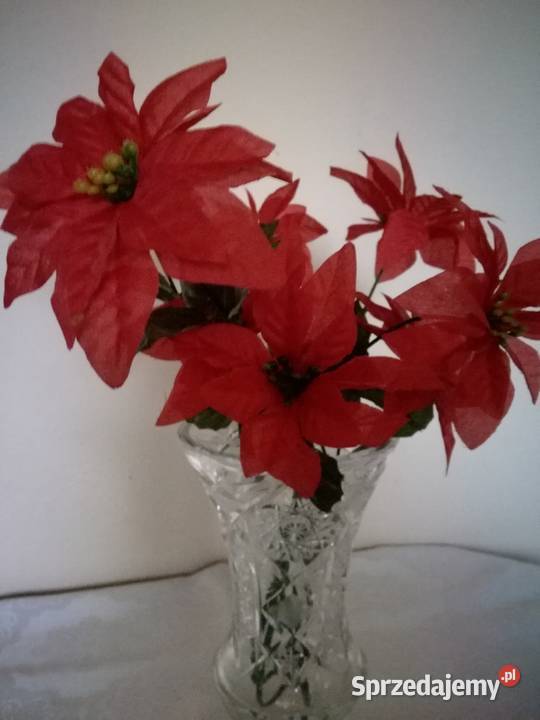 Kwiaty sztuczne 3 gwiazdy betlejemskie na łodyce odcienie czerwieni Łódź