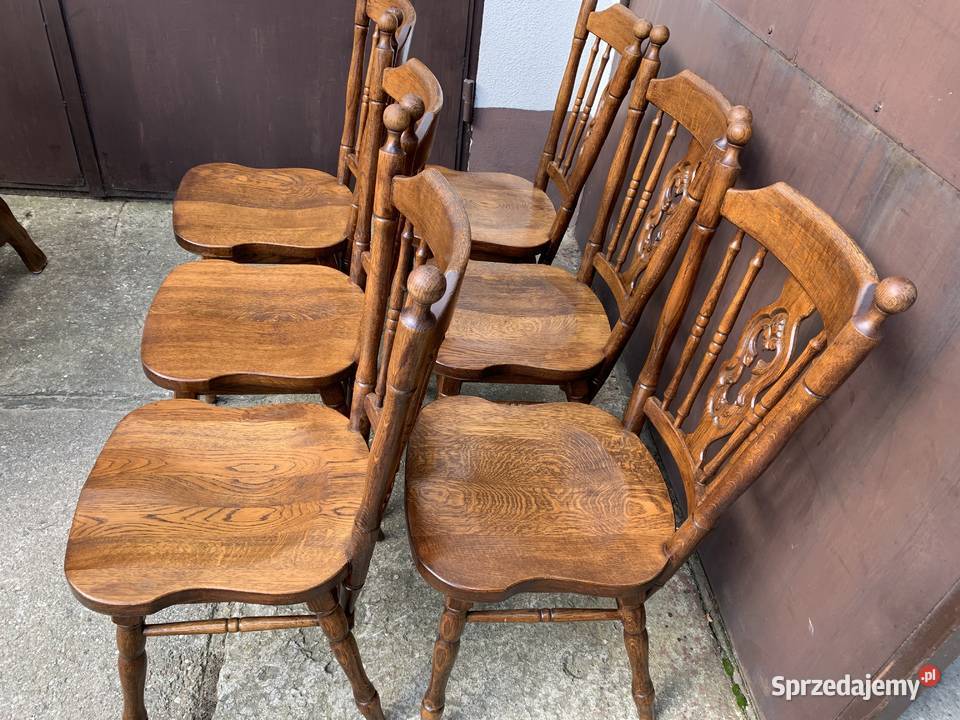 Ładne dębowe krzesła 6 sztukmeble holenderskie Ślesin sprzedam