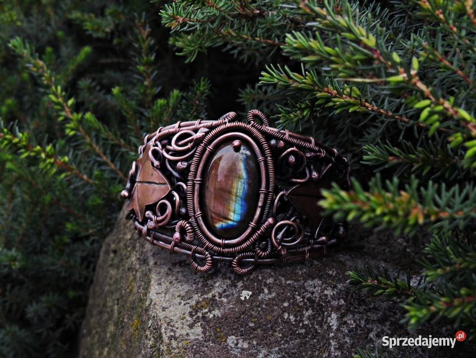 Unikatowa bransoleta rękodzieło labradoryt Wieliczka