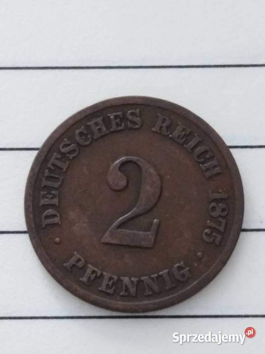 Moneta 2 pfenigi 1875 C Cesarstwo Niemieckie Żary