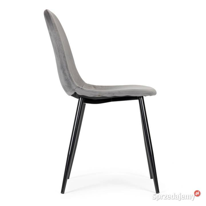 Komplet 4 krzeseł welurowych szary 46cm sprzedam