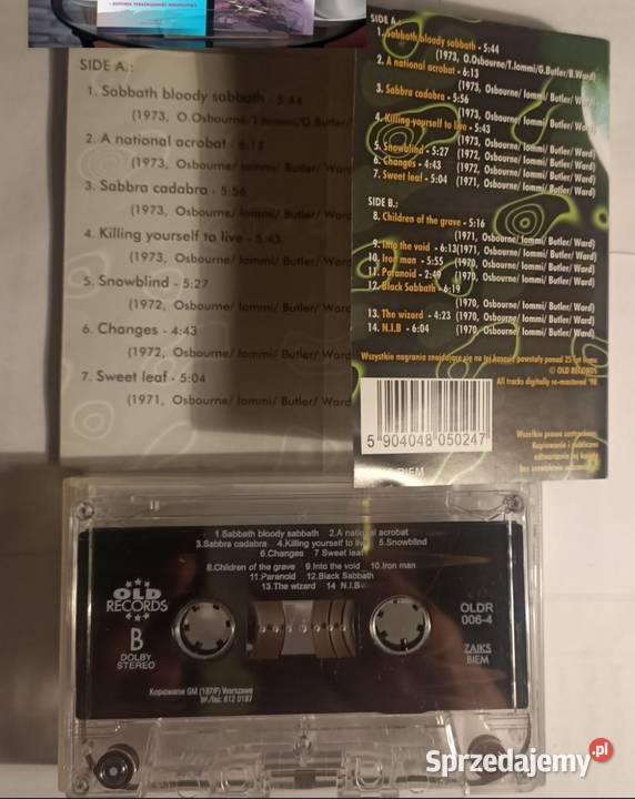 Kaseta magnetofonowa Black Sabbath Greatest hits 1 płyta Warszawa sprzedam