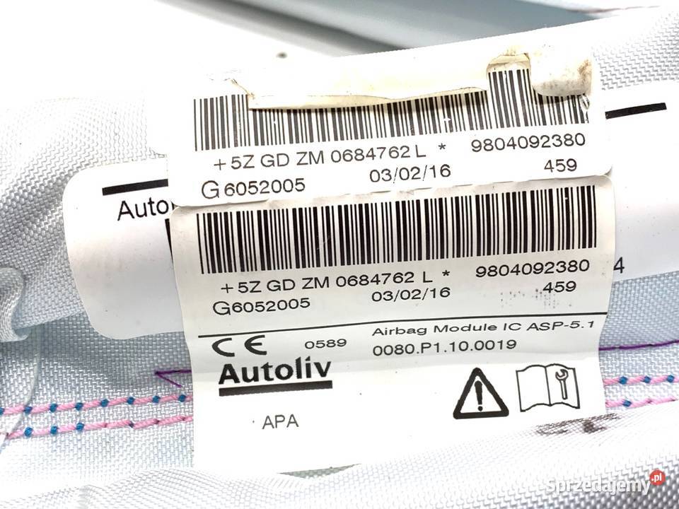 KURTYNA POWIETRZNA LEWY PEUGEOT 208 I 9804092380 osobowe