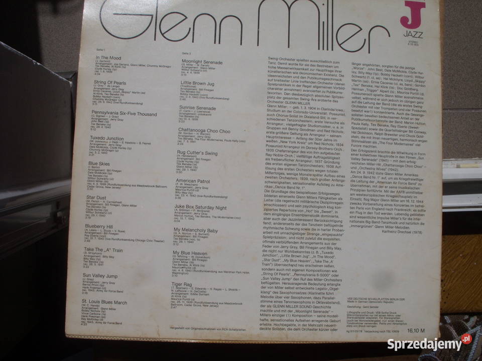 Winyl LP GLENN MILLERORIGINAL AMIGA 8 55 602 1 płyta Płyty i kasety dolnośląskie Wołów