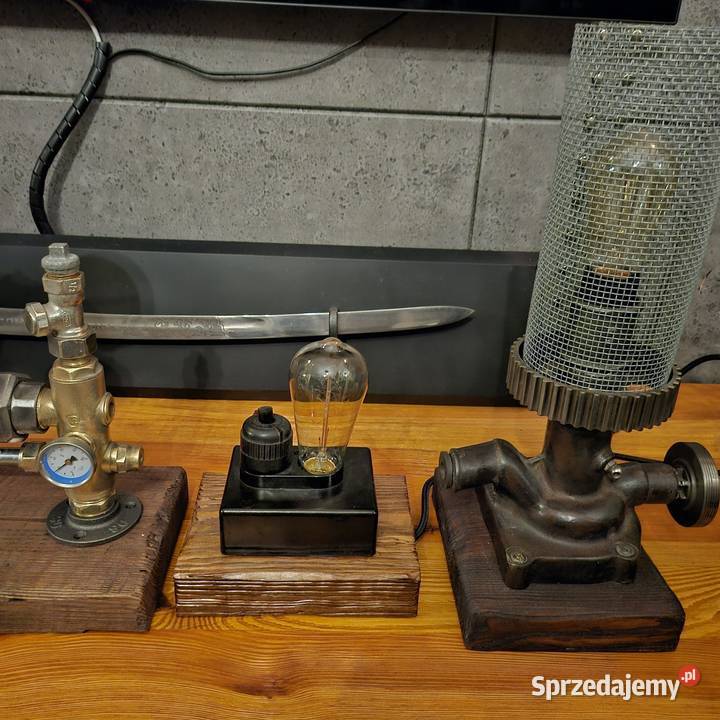 Unikatowa industrialna lampa retro vintage loft Lampy stołowe i nocne Tuszyn