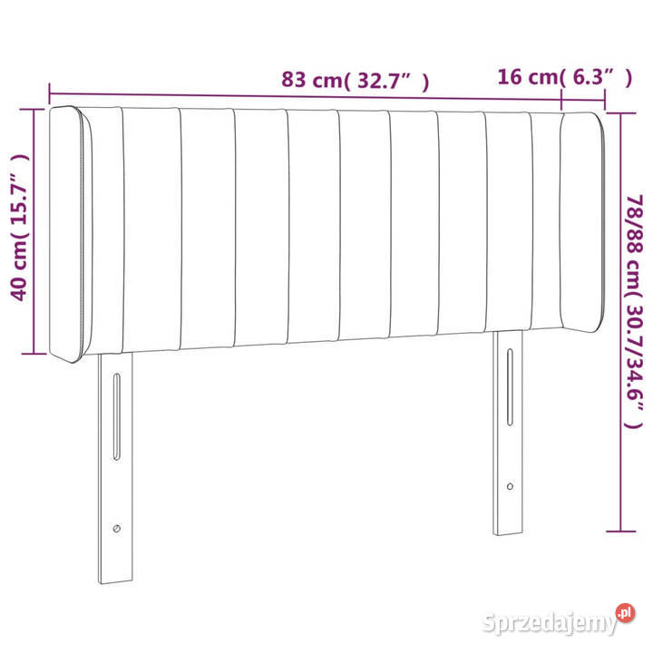 Zagłówek do łóżka z LED taupe 83x16x7888 tkanina mazowieckie